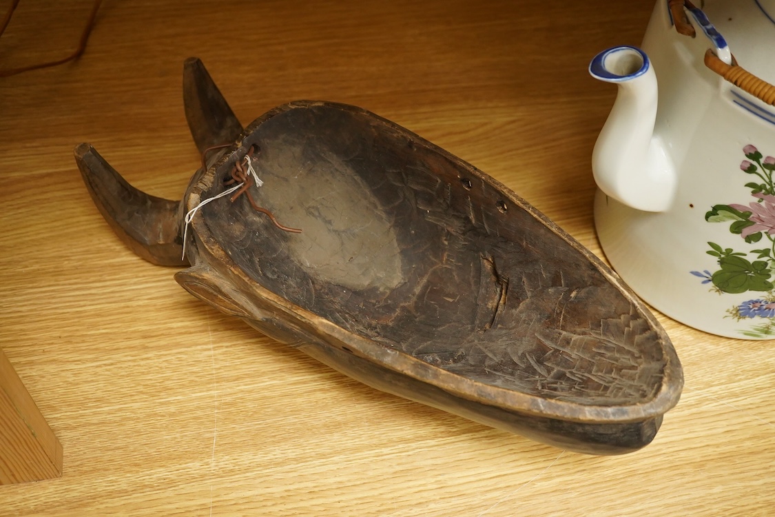 African tribal art interest; a Senufo mask of the Ivory Coast, 41cm